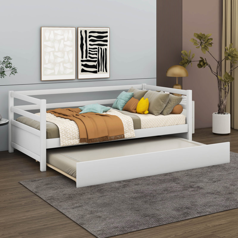  Lit de jour Kanin avec lit gigogne, taille simple, Blanc