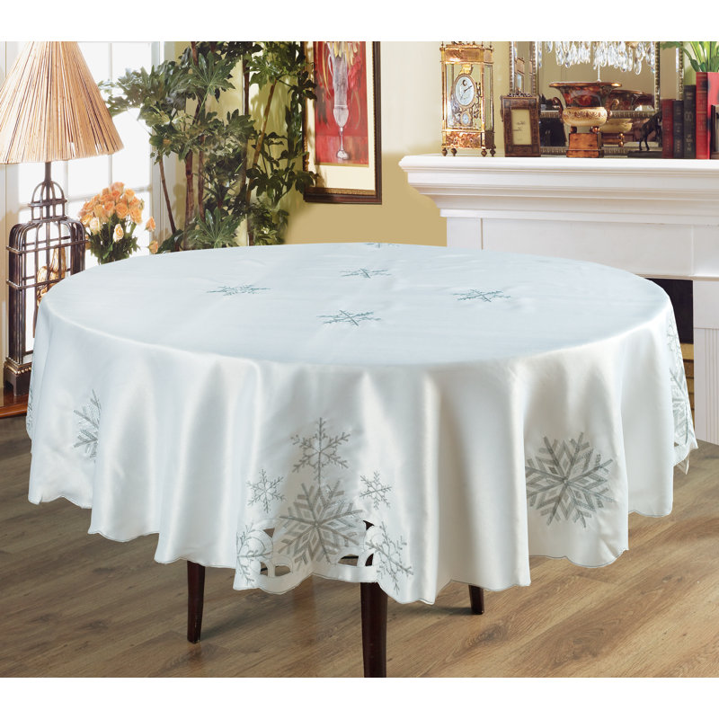 SNOWFLAKE embroidered Rex Tablecloth, 180cm W x 275cm L
