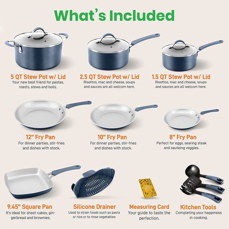 The Mueller UltraClad 14-piece Nonstick induction cookware set 