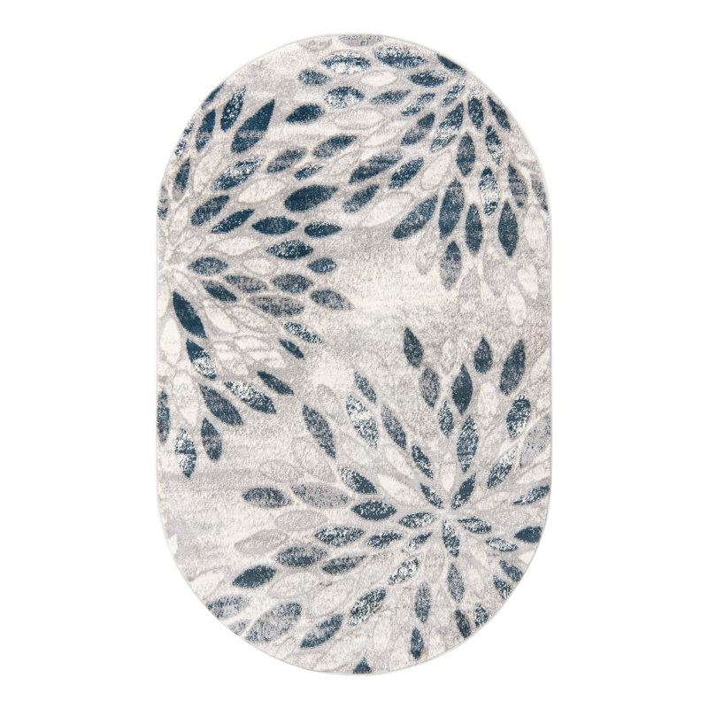 Aamia Abstract Area Rug, Oval 5'1" x 8', Gray