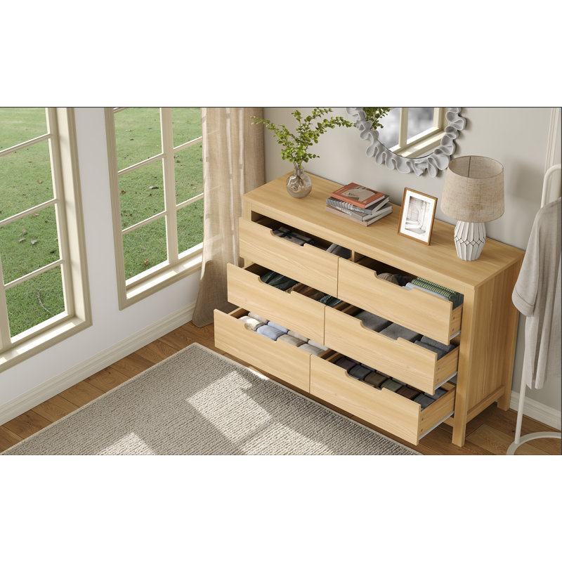 Armoire de rangement 6 tiroirs, Beige