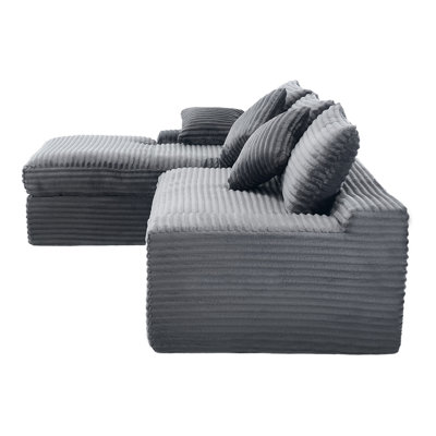 Boneless L-Shaped Modular Sectional Living Room Sofa Set,2 Pc Free Combination & Installation Free