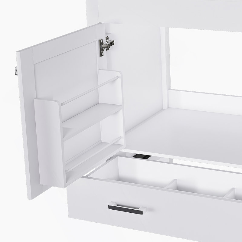Meuble-lavabo 42 po sans lavabo, armoire multifonctionnelle avec portes et tiroir et panneau de fibres à densité moyenne (base seulement)