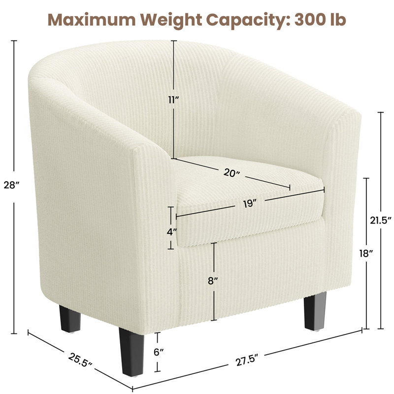 Corduroy Fabric Club Chair Accent Arm Chair, Beige