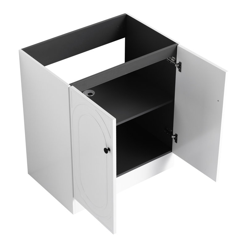 Armoire de salle de bain contemporaine 30 po, contreplaqué, 2 portes à fermeture douce, blanc, meuble-lavabo non inclus avec design moderne, blanc fourni