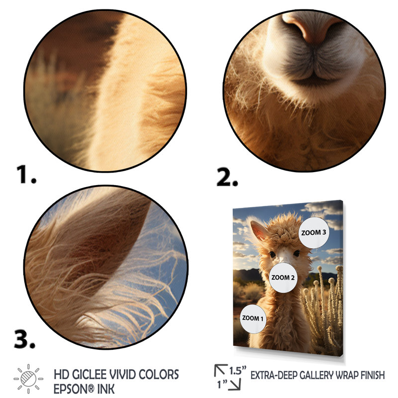 Azacha Alpaca Vibrant Portrait II - reproduction, Cadre doré simple, H 32 po x l 16 po x P 1 po