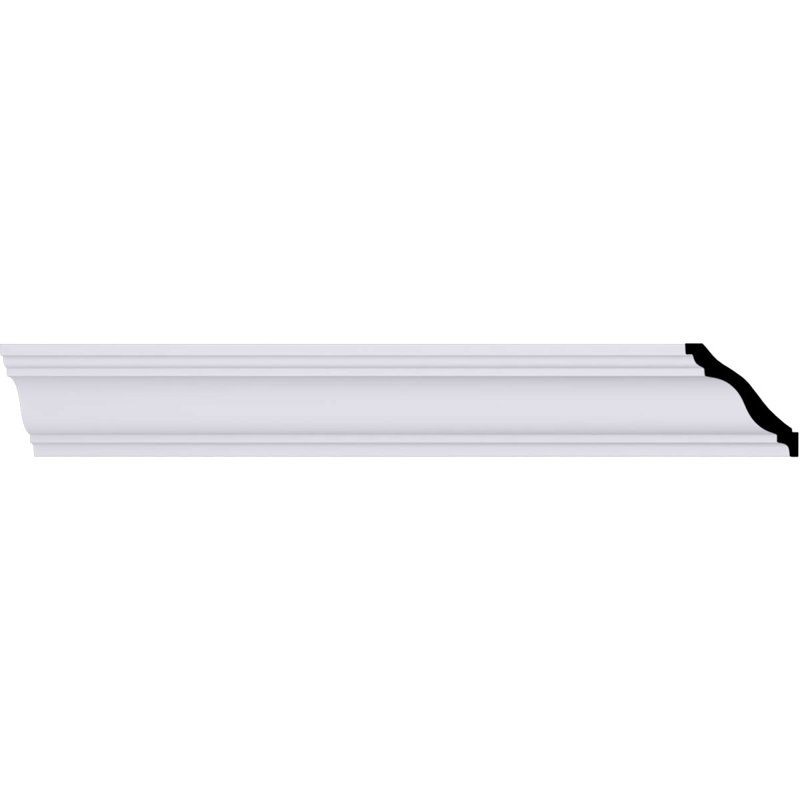 Moulure couronnée traditionnelle Endurathane, H 4 7/8 po x P 4 3/8 po x F 6 1/2 po x L 94 1/2 po, apprêtée en usine