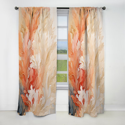 Pink And White Coastal Coral Collage VII - Coastal Coral Blackout Curtain - 1 Panels