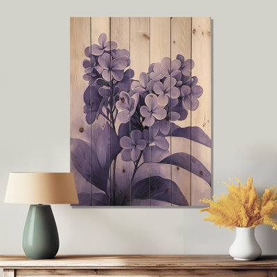 Lilas ombres en monochrome minimalisme III - lilas, impression sur bois - sur bois de pin naturel
