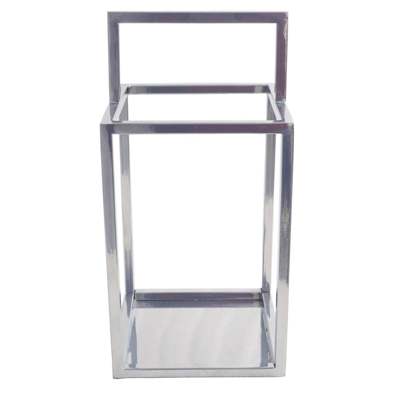 Latitude Run® Squared Lantern With Handle, Silver, 16" H x 8" W x 8" D
