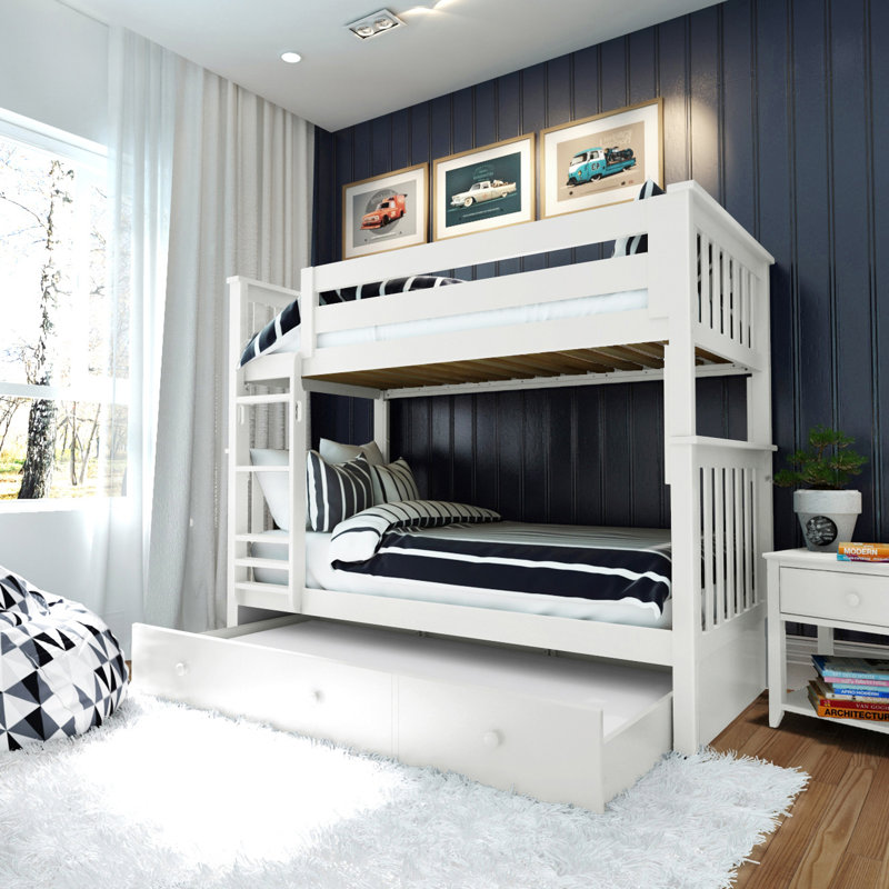 Ravenwood Kids Bunk Bed with Trundle, Twin over Twin, White
