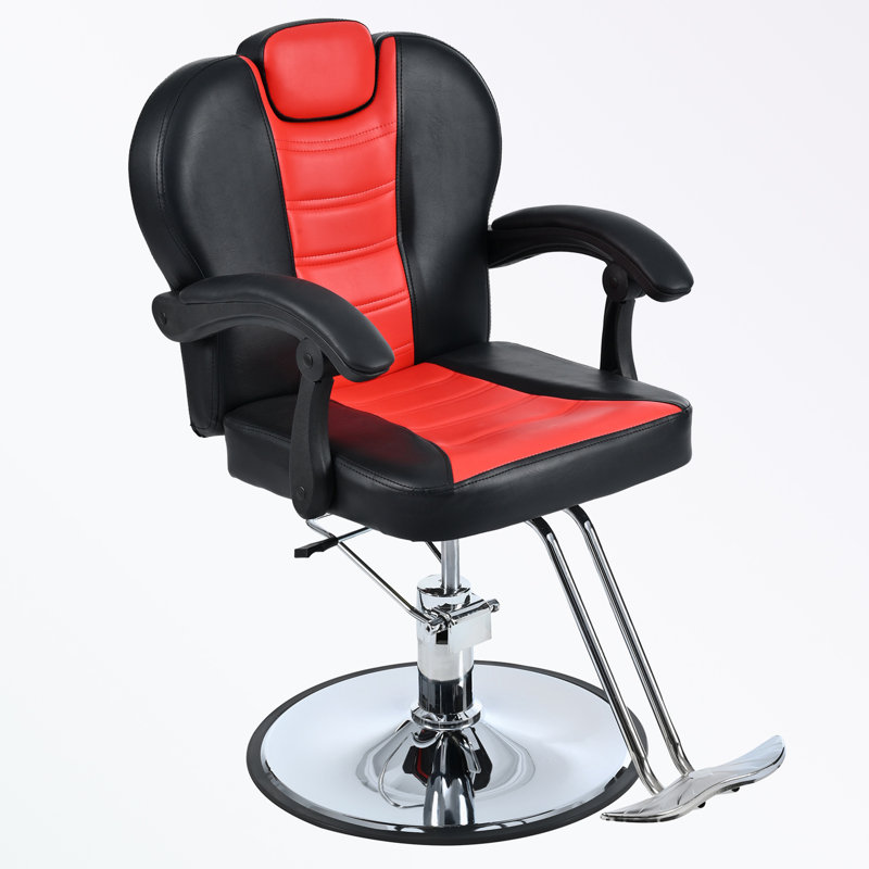 Swivel Reclining Chair with metal footboard, Red+Black