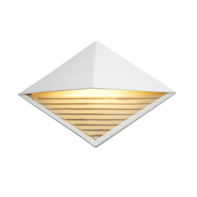 Caeli Ceramic Wall Sconce, Matte White with Champagne Gold Internal, Yes