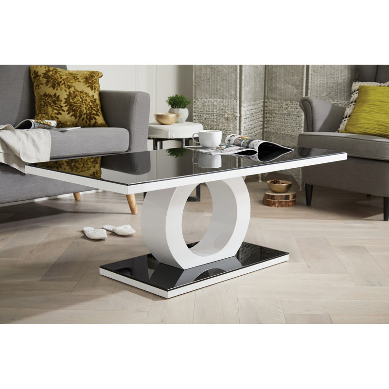 Scottsmoor Unique Halo High Gloss Coffee Table - Modern Design Living Room Table, Black