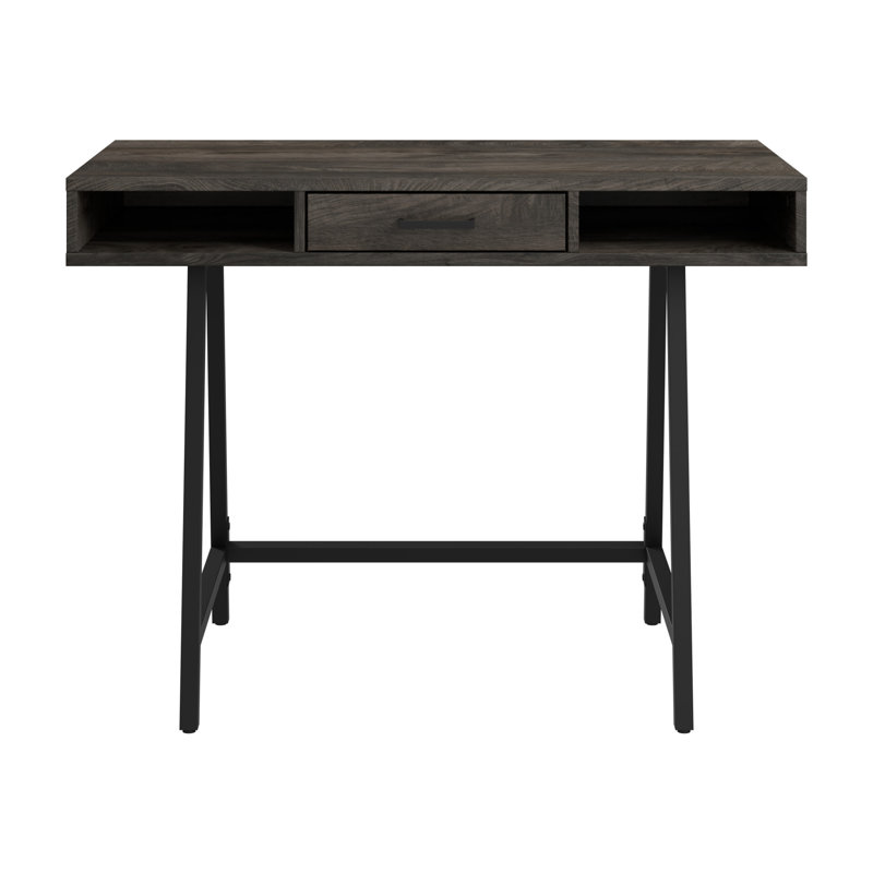Steel Writing Desk, Dark Gray Hickory/Black