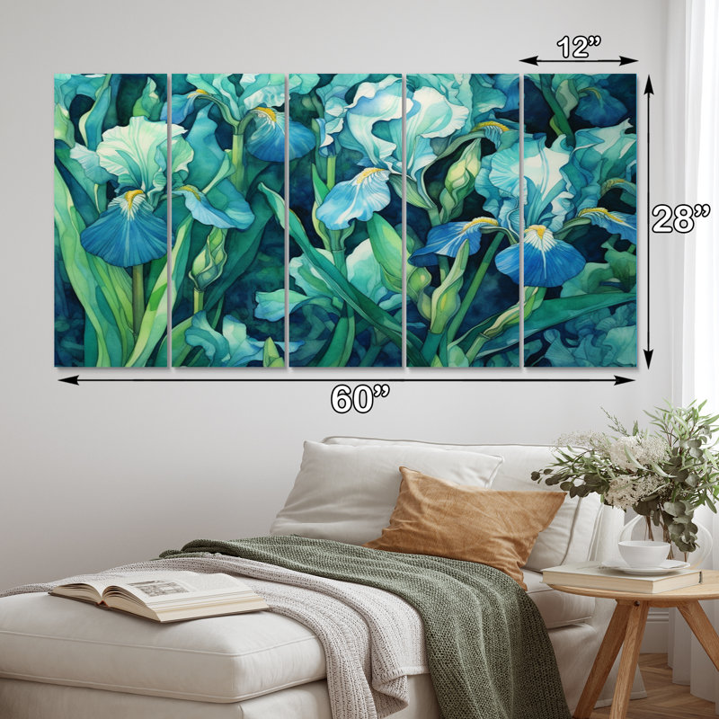 «Green Irises Petal IV», ensemble d'art mural floral en métal