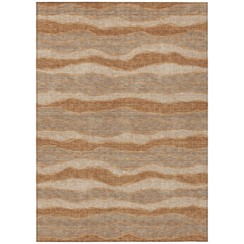 Machine Washable Indoor/Outdoor Chantille ACN2849 Stripes Rug, 5' x 7'6", Copper
