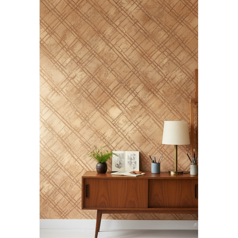 Vintage Textured Wallpaper Plaid Rustic Decorative Mural