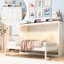 Lit mural simple blanc et brun avec éclairage à DEL, armoire pliable, bois massif, ouverture hydraulique lisse, idéal pour les espaces de travail à la maison dans les petites résidences, bois, système, dortoirs de bonne étude-648678574