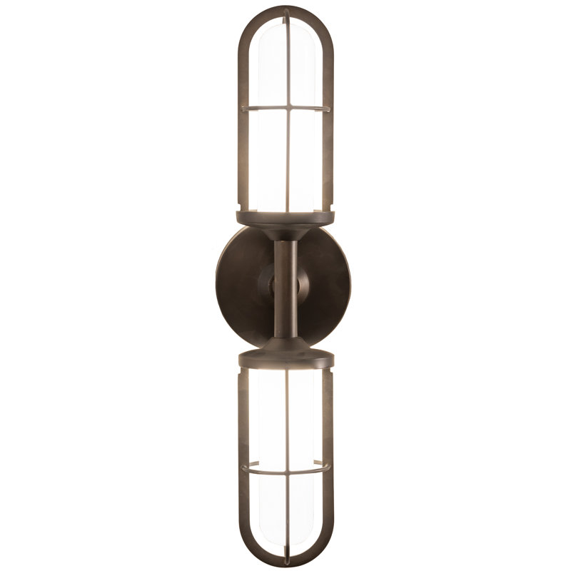 2 - Light LED Armed Sconce, Weathered Brass
