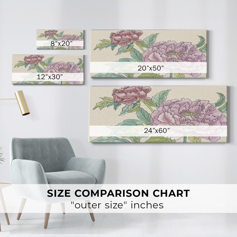 Peony Blooms I-Gallery, toile tendue, H 8 po x l 20 po x P 1,5 po