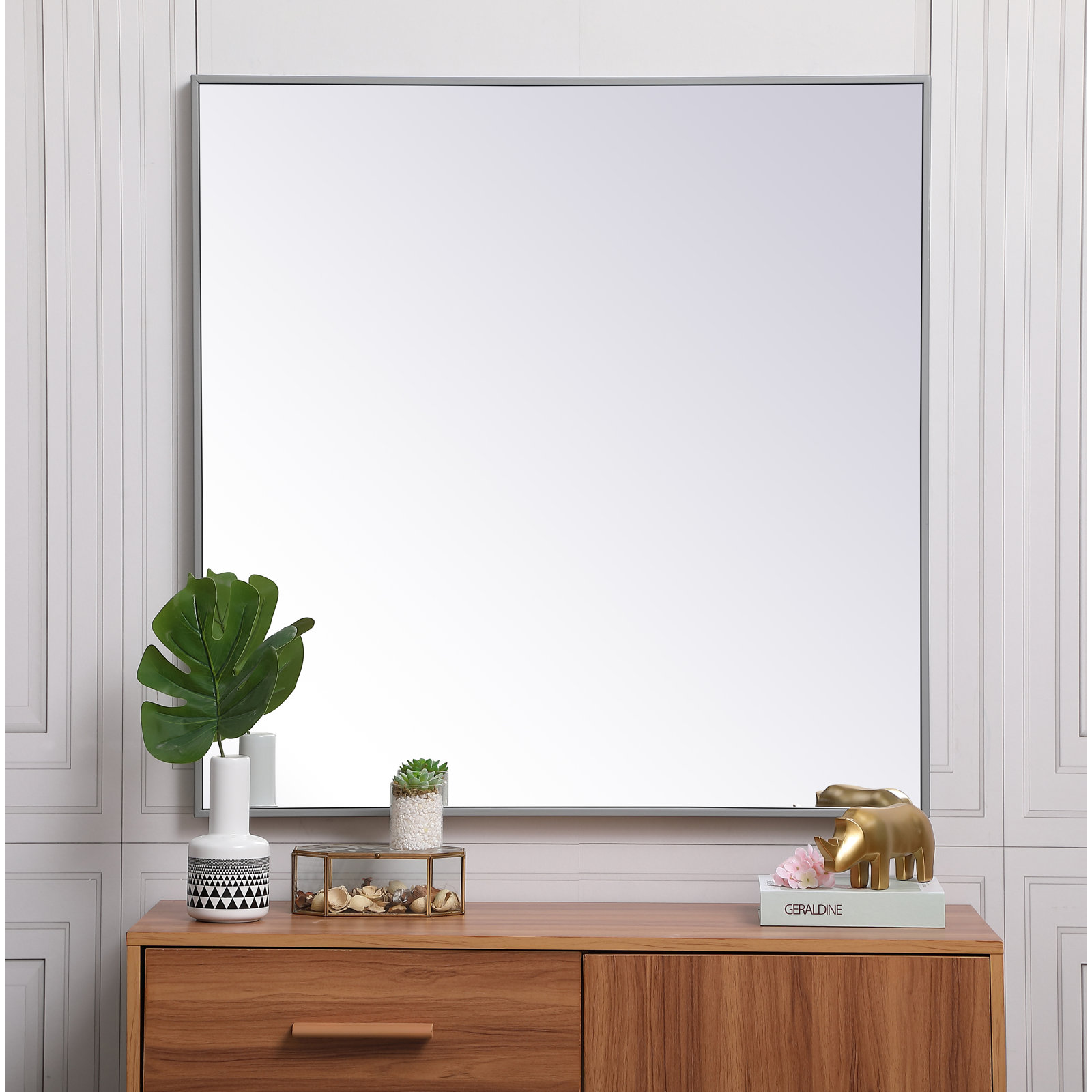 Sabine Metal Rectangle Wall Mirror, 36" x 36", Silver