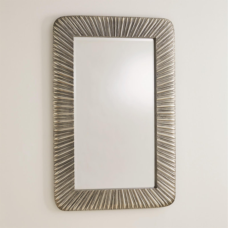 Valencia Antique Nickel 44'' Rectangular Wood & Silver Mirror