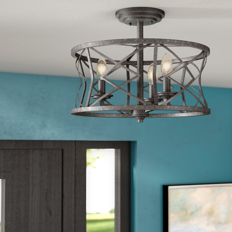 Fager Semi Flush Mount, Antique Silver