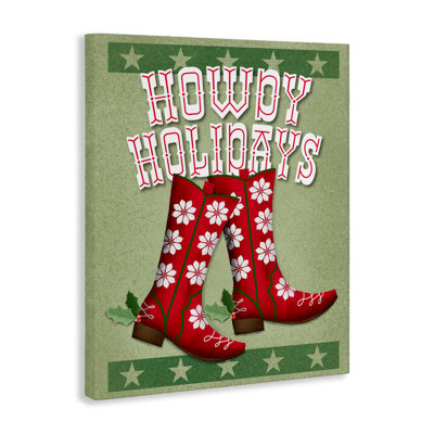 Howdy Holidays Cowboy Boots Canvas, design by Jilly Jack Designs