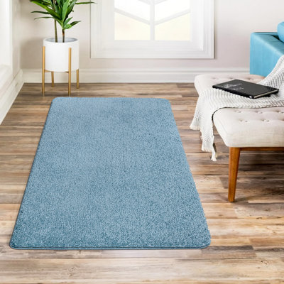 Modern Shaggy Rug Soft Fluffy Aqua Carpet Non Slip Large Small Area Rug For Living Room Bedroom Hallway Floor Mat