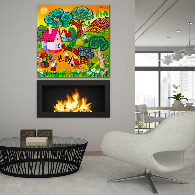 Art mural en verre épique «The Goat Tree» par Koday, 36 po x 36 po, H 36 po x l 36 po