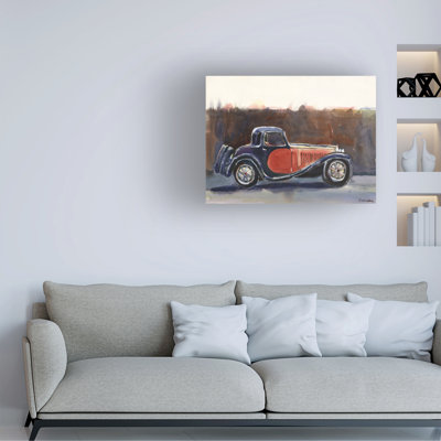 Art mural sur toile tendue - "Antique Bugatti" par Stephen Calcasola pour décoration de salon, de chambre à coucher ou de bureau - 14 x 19