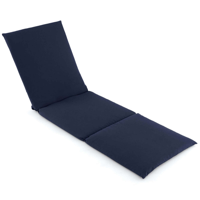 1 Pcs Outdoor Chaise Lounge Cushion With Hook & Loop Fastener Fixing Straps Patio, Blue