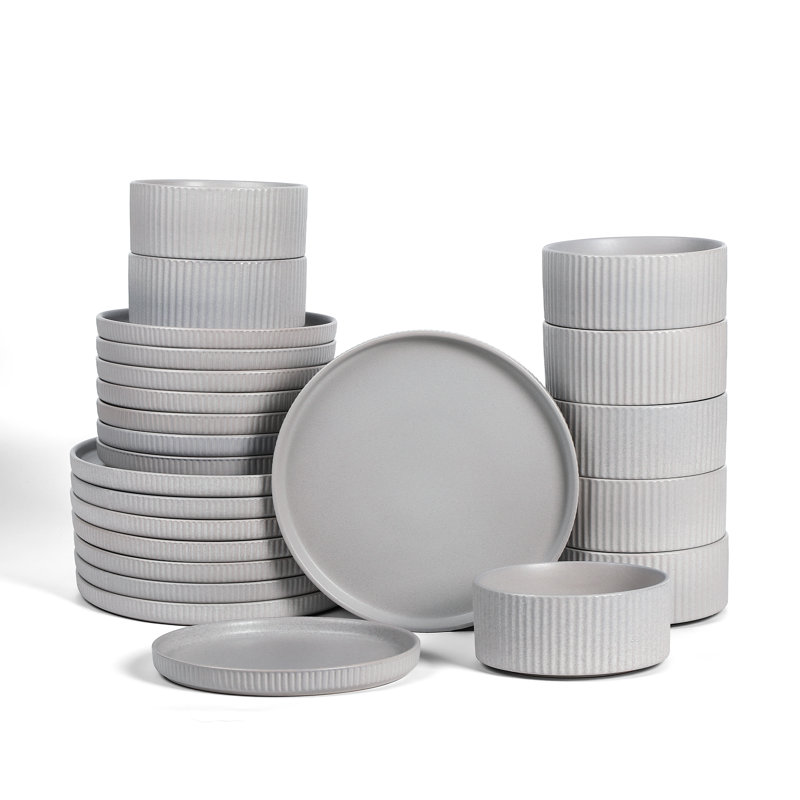 Stone Lain Haven 32-Piece Dinnerware Set Stoneware, Gray