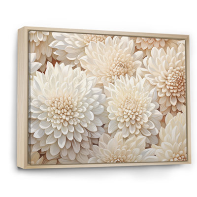 «Pure White Chrysanthemums Mosaic I», reproduction sur toile