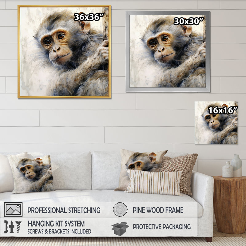 Wild Monkey II - animaux, impressions sur toile, Toile tendue, 24" H x 24" W