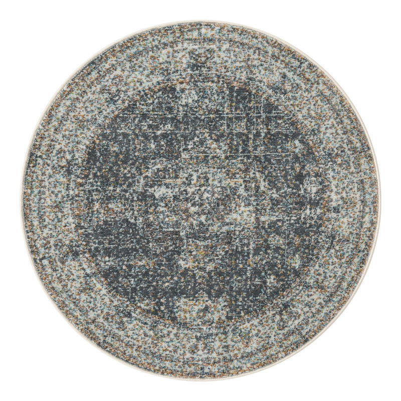 Folmar Oriental Fume Gray Area Rug, Round 3'