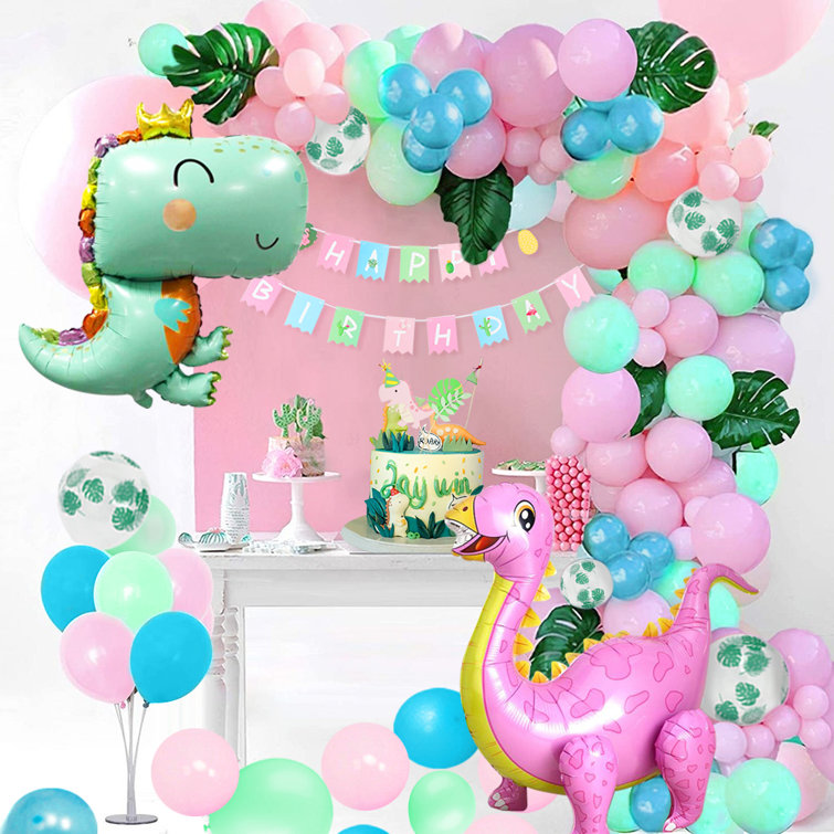 Creative Converting Girl Dino Birthday Party Supplies Kit, Serves 8