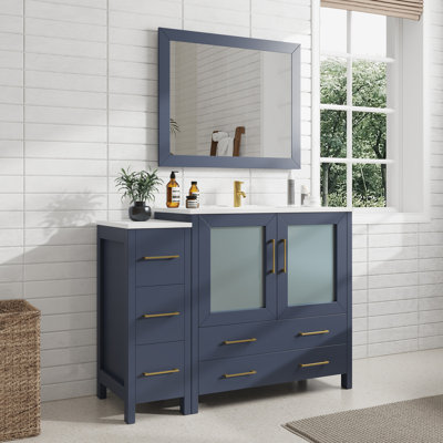 Brescia 48" Single Sink Freestanding Bathroom Vanity with Ceramic Top and Matching Mirror