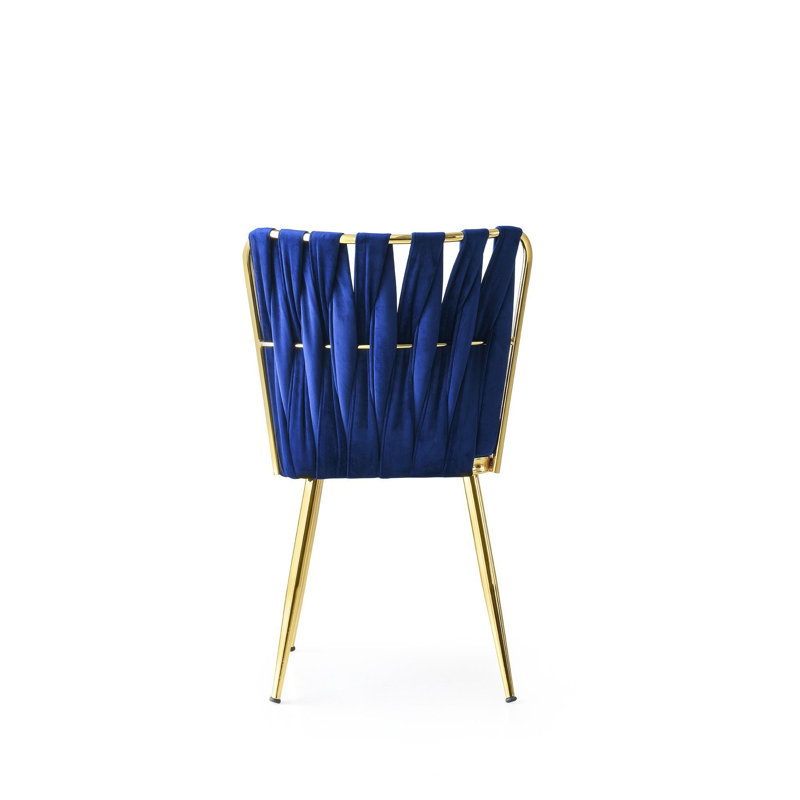 Ales 50cm H Velvet Upholstered Windsor Back Armchair,  Gold Navy Blue