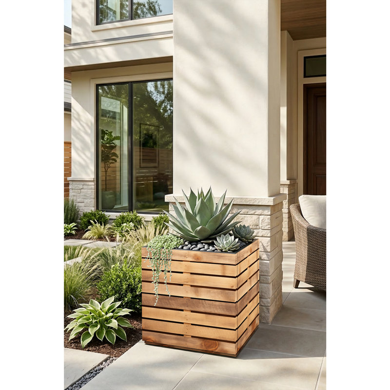 Galvanized Steel Metal Planter Box, Large Rectangular Planter Box with Drainage Holes, Modern Outdoor Planter Box for Indoor & Outdoor Use, Tall Plants, Flowers or Shrubs