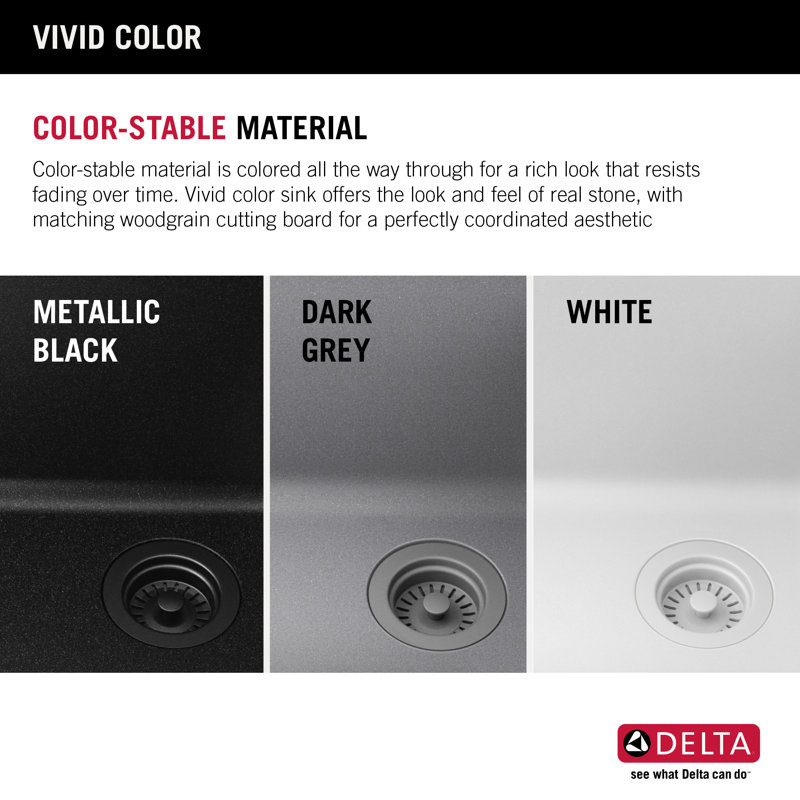 Black Granite Composite Single Bowl Kitchen Sink with WorkFlow Ledge
