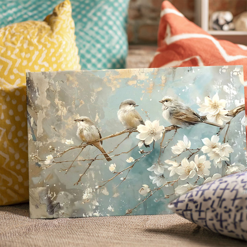 Cadre tendu Soft Bird & Blossom, 16 * 12 pouces (40 * 30 * 2cm)