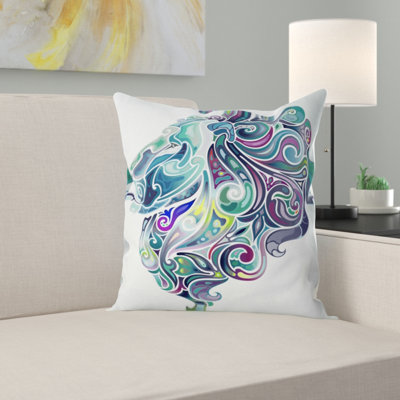 Blue Lion Abstract Art - Animal Printed Pillow
