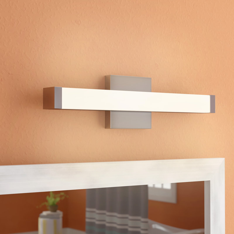 Barre d'éclairage de salle de bain 1 lumière DEL Sydni, Nickel satiné