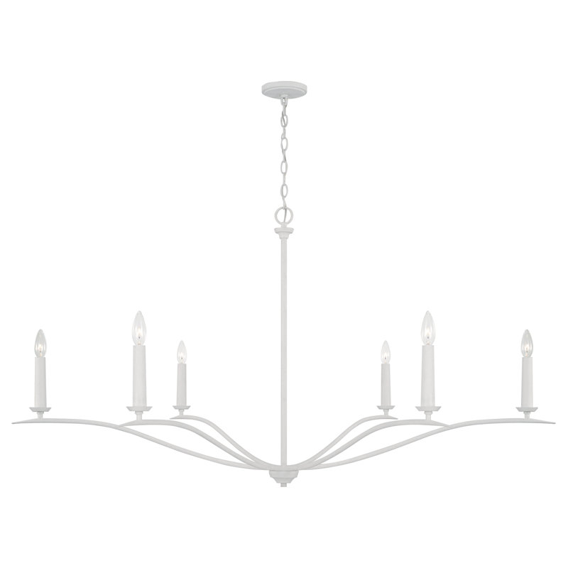 Lustre classique / traditionnel à 6 lumières à intensité variable Ensley, Blanc texturé