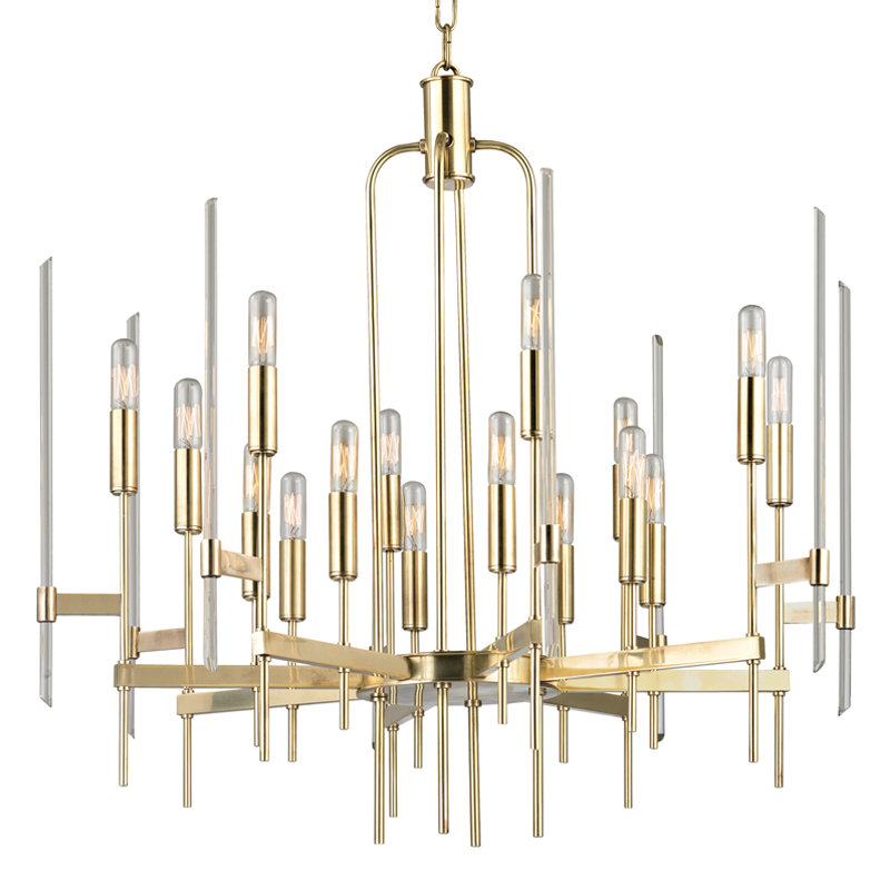 Bari 16 - Light Chandelier, Aged Brass