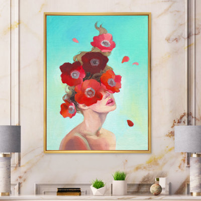 Portrait floral de femme - œuvre d'art sur toile Glam