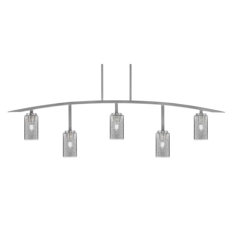 Barre d'éclairage 5 lumières kurve au fini graphite avec verre de 3,5 po, Noir / transparent
