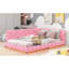 Lit plateforme double rembourré avec et DEL, bois de rose +, aucun sommier nécessaire, guide d'assemblage rapide, ceinture à DEL, fabrication solide des lattes de matelas solides, méthode simple-719954771